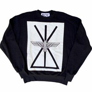BOY LONDON Men's Designer Black Spell Out Eagle Hawk Pullover Sweatshirt Sz S‍‍